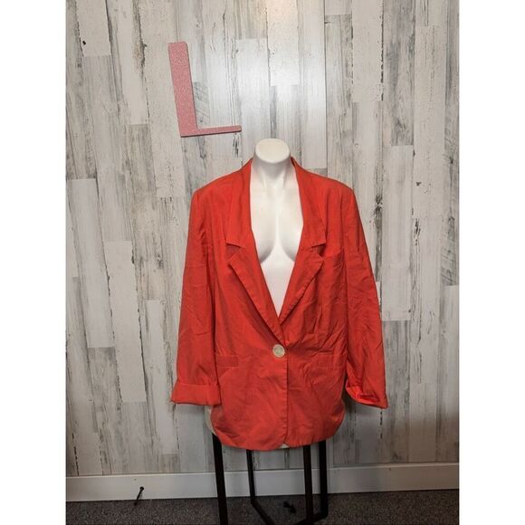 No Brand Jackets & Blazers - Vintage Lynn Greene for Richard Neal Oversized Blazer Orange Linen Blend Size L